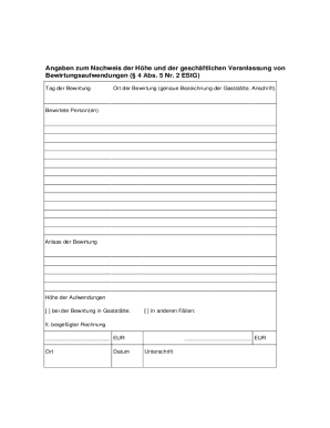 German Business Meal Expense Form