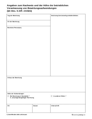 German Business Meal Expense Form