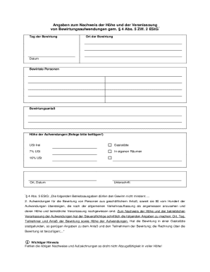 German Business Meal Expense Form