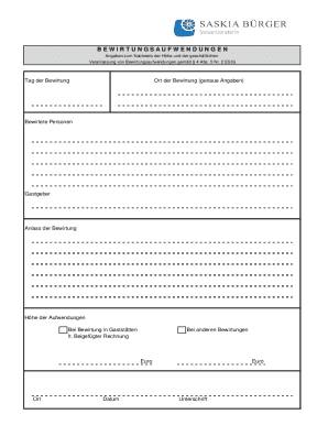 German Business Meal Expense Form