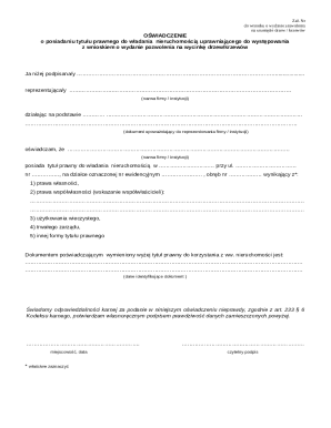 Oświadczenie o posiadaniu tytułu prawnego do nieruchomości