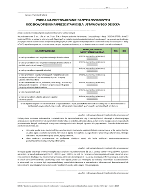 RODO Consent Form for Child's Data Processing