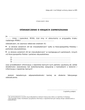 Oświadczenie o Krajach Zamieszkania