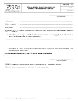 PRAKTYKI F03 Residency Declaration Form