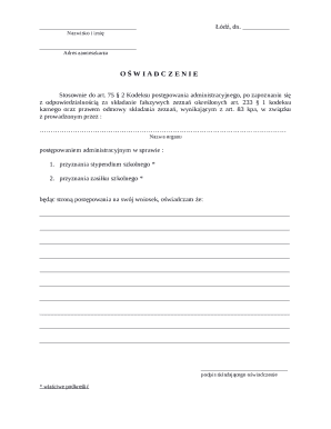 Polish Administrative Procedure Affidavit