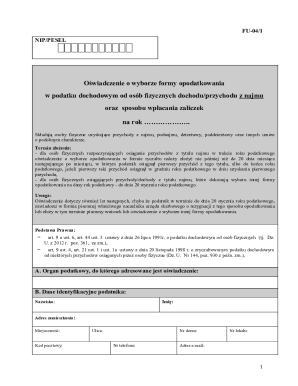 Polish Rental Income Tax Declaration Form