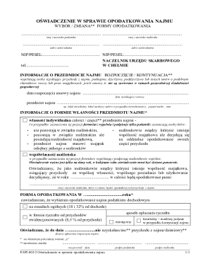 Oświadczenie w sprawie opodatkowania najmu