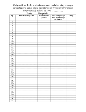 Polish Tax Form for Fuel Refund