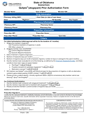 Qulipta (atogepant) Prior Authorization Form - Oklahoma.gov