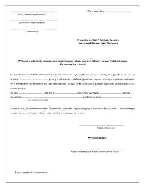 Request for Additional Maternity and Parental Leave