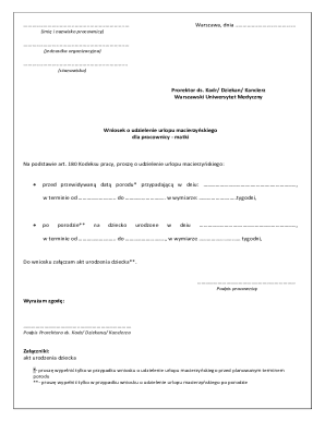 Maternity Leave Request Form