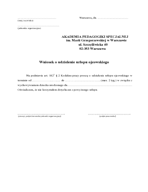 Wniosek o udzielenie urlopu ojcowskiego