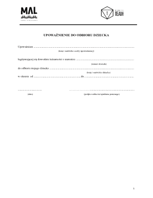 Child Pickup Authorization Form