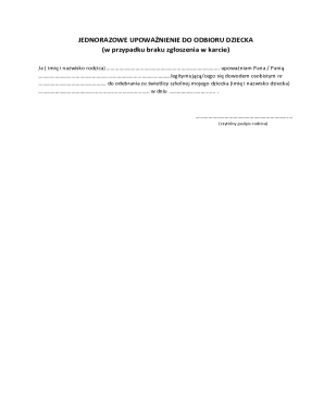 Single Authorization to Pick Up Child