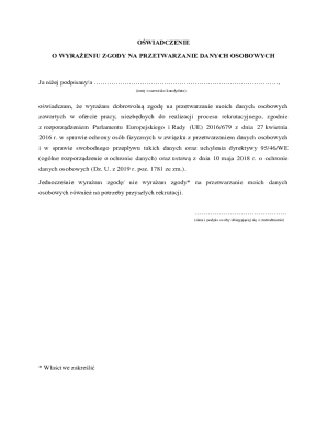Consent for Personal Data Processing