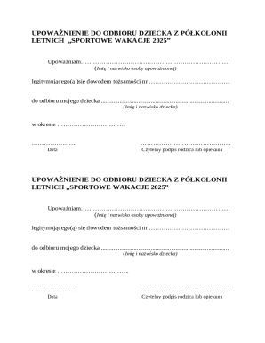 Child Pickup Authorization Form