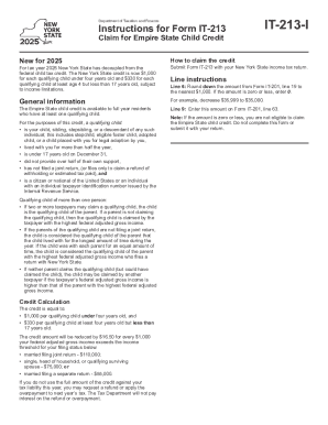 Instructions for Form IT-213 Claim for Empire State Child Credit Tax ...