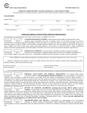 Cobb County School District Athletic Participation Form