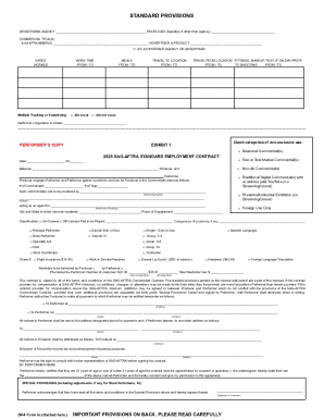 2025 SAG-AFTRA Standard Employment Contract