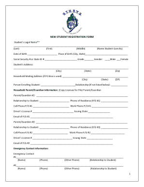 New Student Registration Form