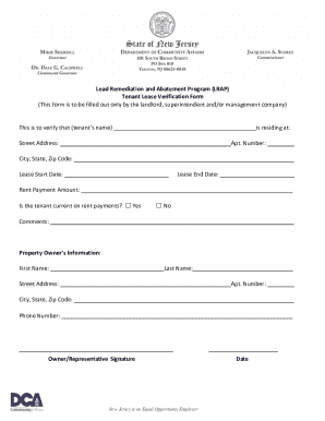 Tenant Lease Verification Form