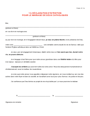 Catholic Marriage Intention Declaration