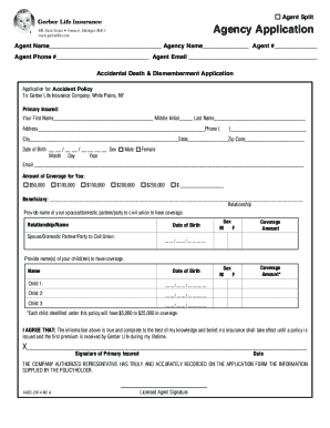 Gerber Life Accident Protection Insurance Application