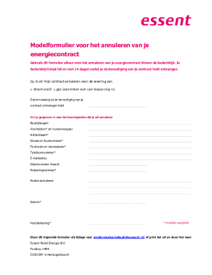 Modelformulier voor het annuleren van je energiecontract