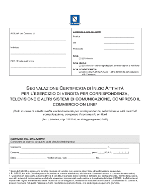 Italian SCIA Form for Online Sales