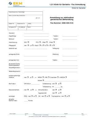 Geriatric Clinic Fax Registration Form