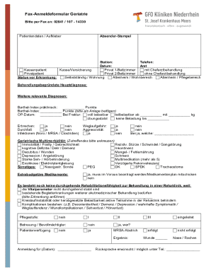 Geriatrie Fax Registration Form