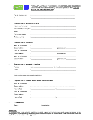 Dutch School Attendance Exemption Form