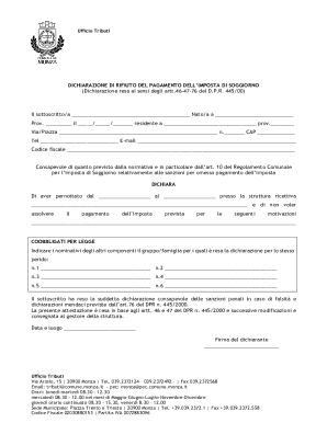 Italian Stay Tax Refusal Declaration