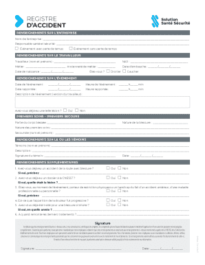 Workplace Accident Register Form