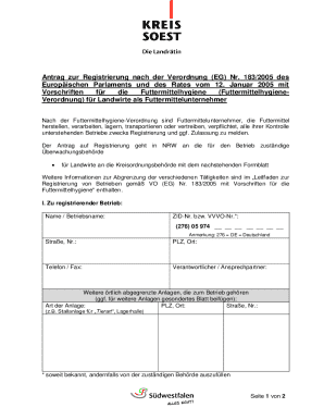 Futtermittelhygiene-Verordnung Registration Form