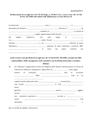 Italian Business Declaration Form