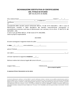 Italian Study Title Certification Declaration