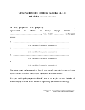 Child Pickup Authorization Form