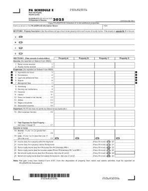 PA Schedule E Rent and Royalty Income Form