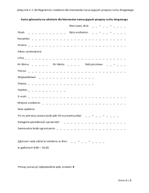 Driver Training Registration Form