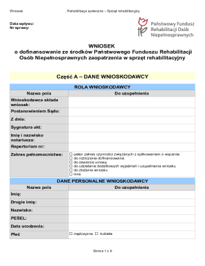 Poland Rehabilitation Equipment Grant Application