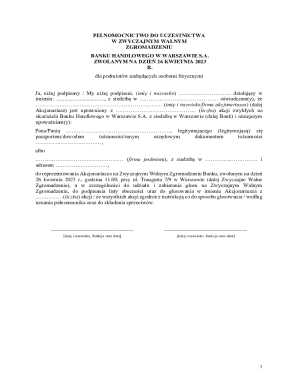 Proxy Form for Annual General Meeting of Bank Handlowy in Warsaw