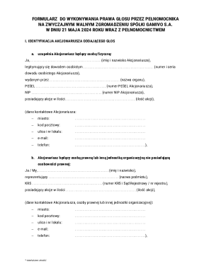 Proxy Voting Form for Gamivo S.A. Annual General Meeting