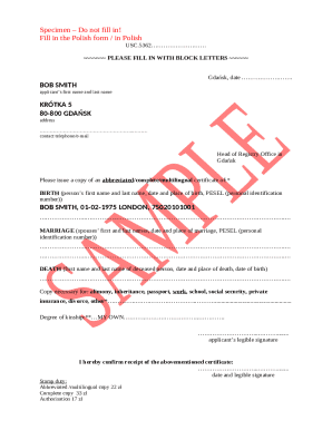 Polish Birth Certificate Request Form