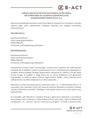 Proxy Voting Form for B-Act S.A.
