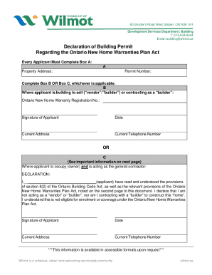 Ontario New Home Warranties Declaration