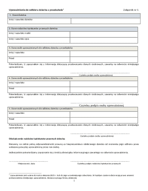 Child Pickup Authorization Form