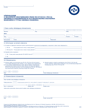 PZU Insurance Claim Information Sharing Consent Form