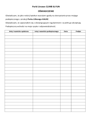 CLIMB & FUN Park LiNovy Consent Form