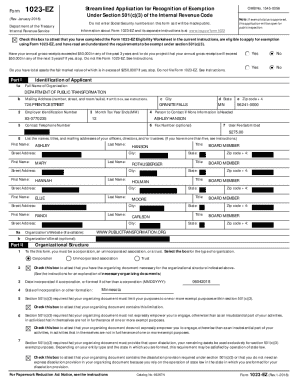 IRS Form 1023-EZ Application